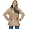 Snap Collar Sherpa Pullover in Light Brown by Everest Clothing - Country Club Prep