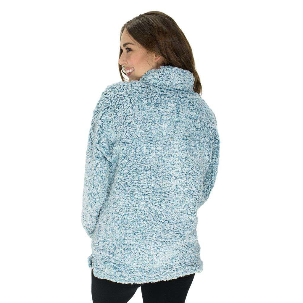 The Original Frosty Tipped Pile 1/2 Zip Pullover in Aqua by True Grit - Country Club Prep