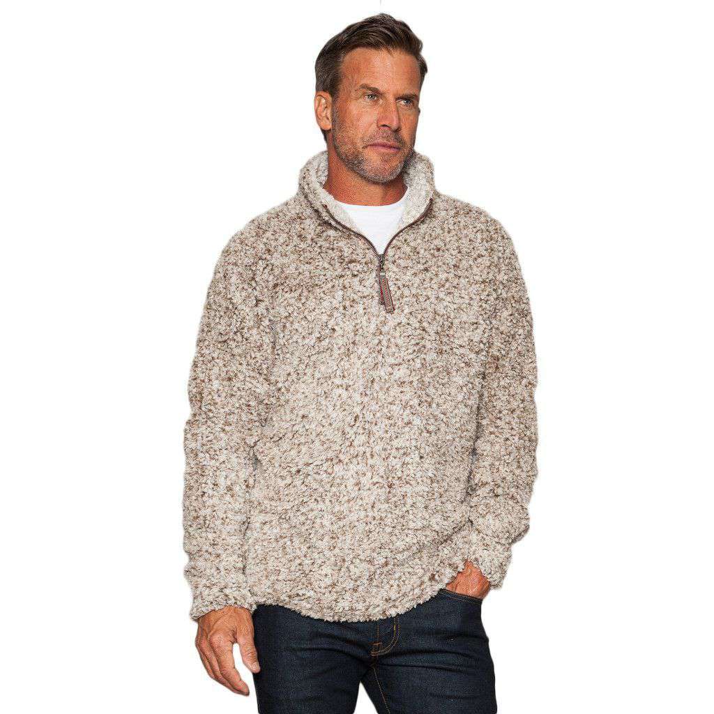 The Original Frosty Tipped Pile 1/2 Zip Pullover in Brown by True Grit - Country Club Prep