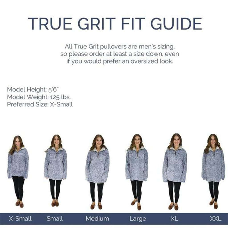 The Original Frosty Tipped Pile 1/2 Zip Pullover in Denim by True Grit - Country Club Prep