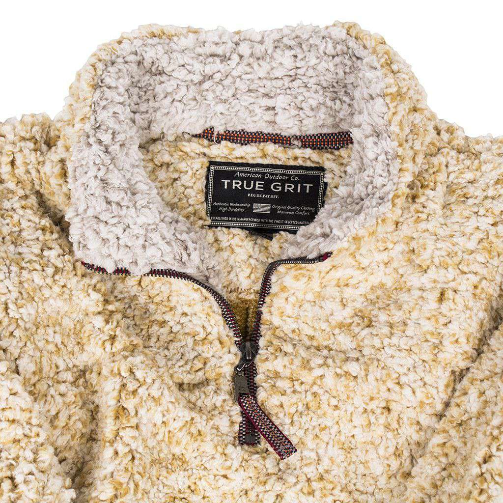 The Original Frosty Tipped Pile 1/2 Zip Pullover in Maize by True Grit - Country Club Prep