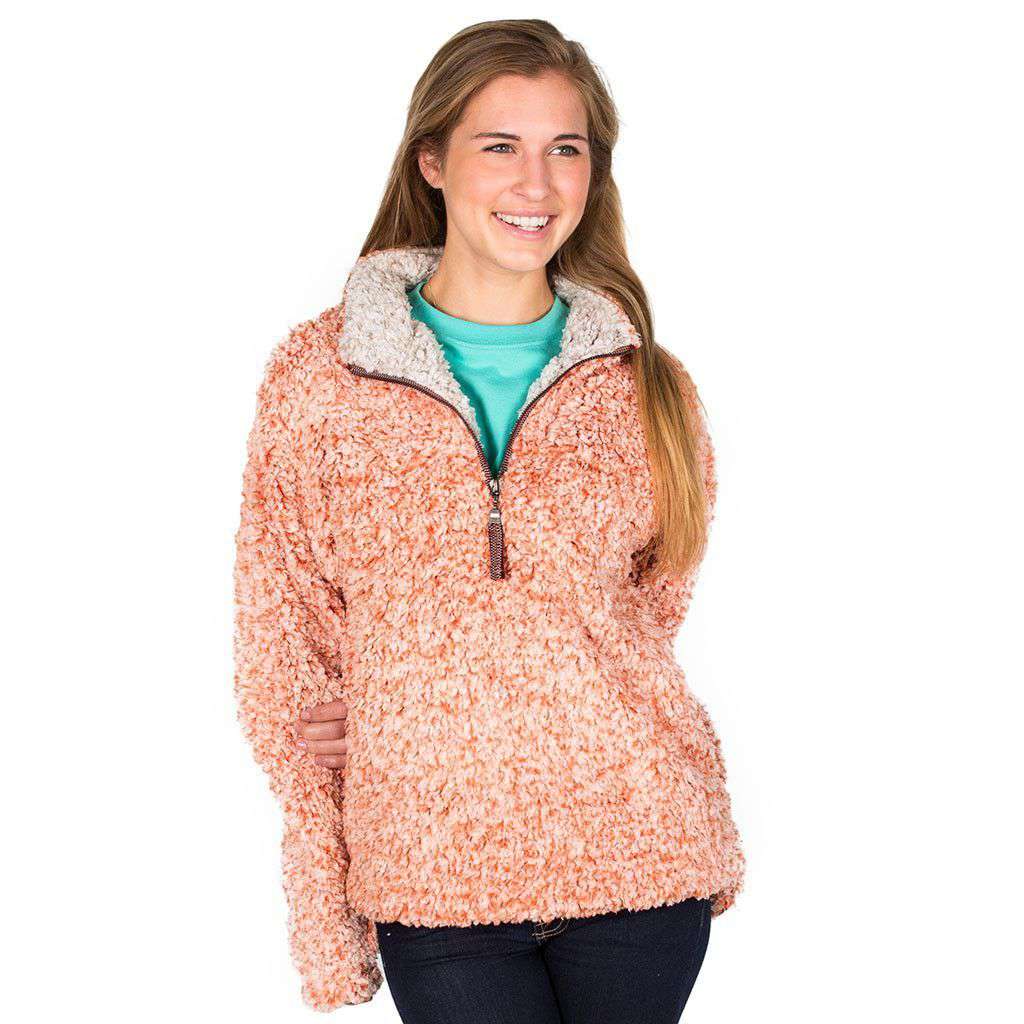 The Original Frosty Tipped Pile 1/2 Zip Pullover in Spice by True Grit - Country Club Prep