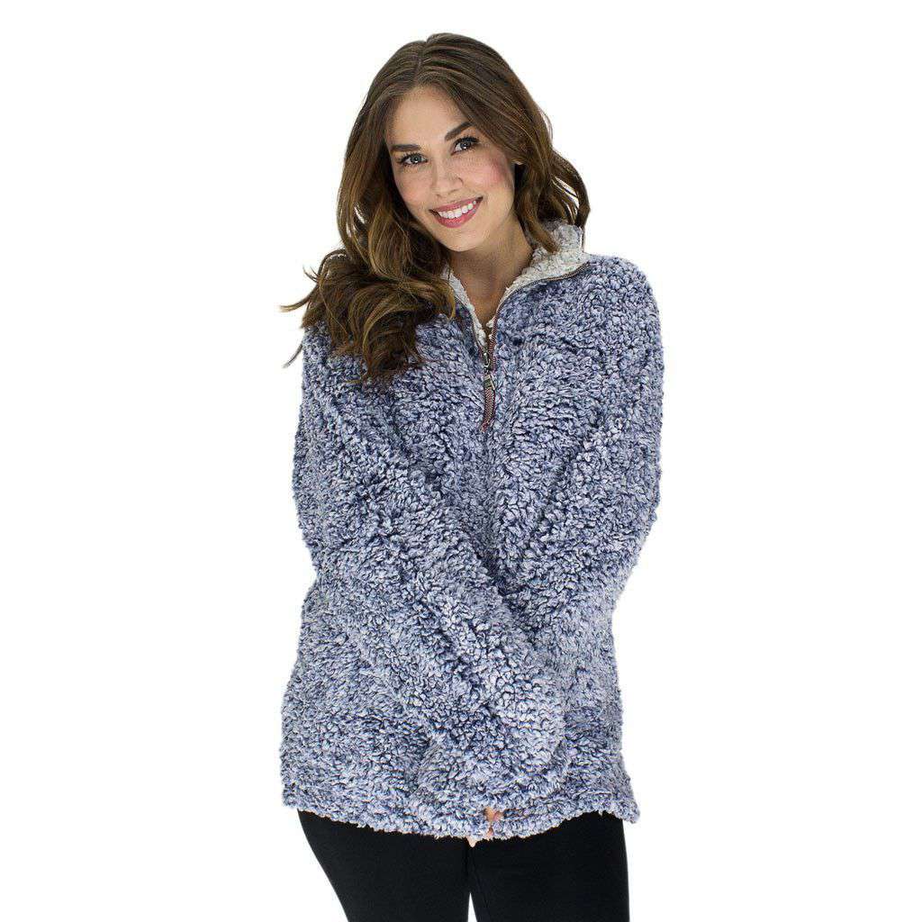 The Original Frosty Tipped Pile 1/2 Zip Pullover in Vintage Blue by True Grit - Country Club Prep