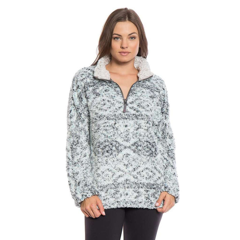 Tribal Frosty Tipped Women's Stadium Pullover in Aqua by True Grit (Dylan) - Country Club Prep