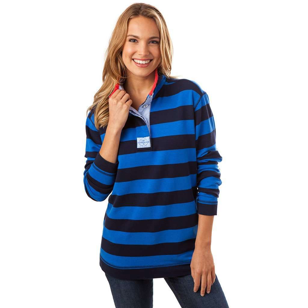 Women's Striped Skiptide Pullover in Nautical Navy by Southern Tide - Country Club Prep