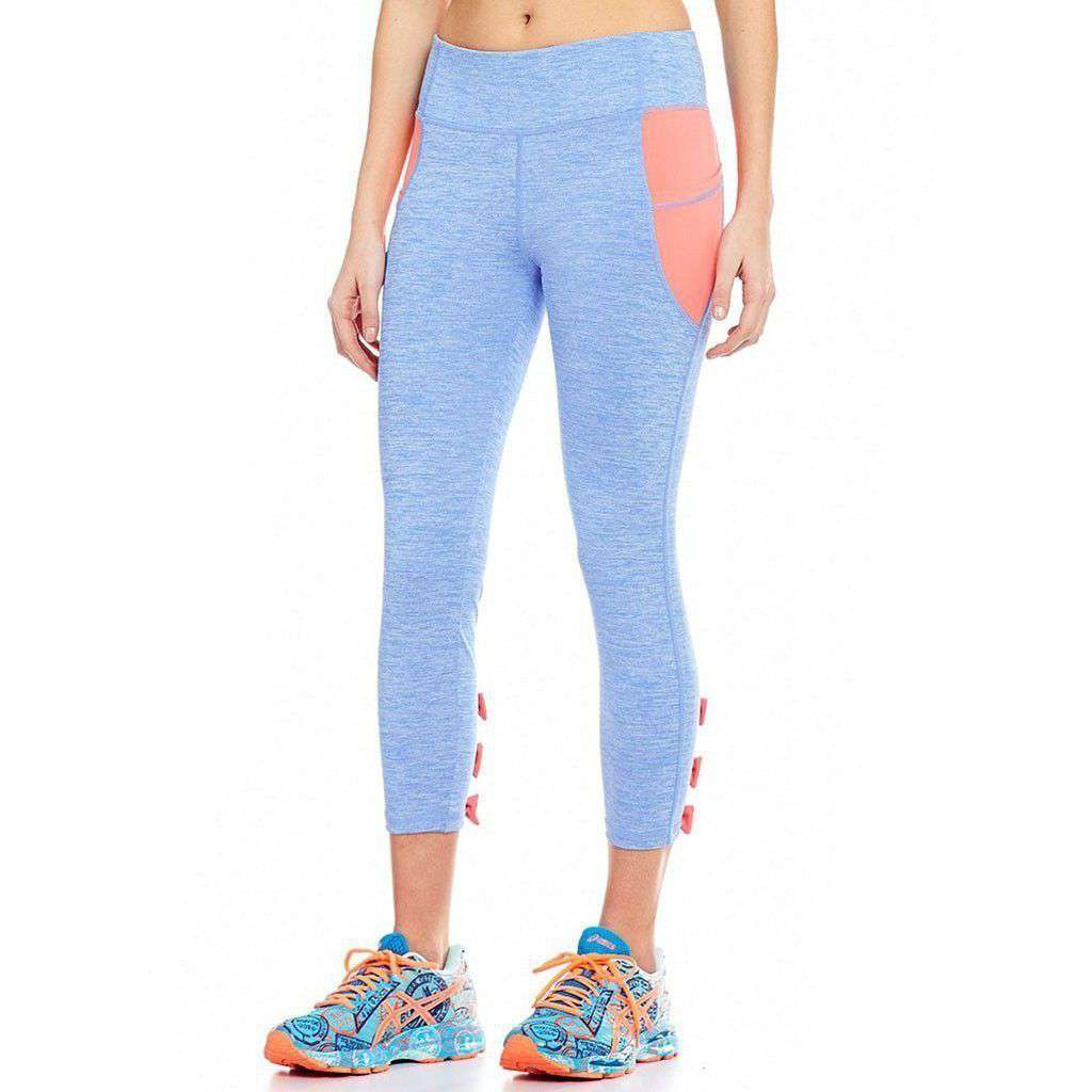 Bow Back Leggings in Periwinkle with Coral by Jadelynn Brooke - Country Club Prep