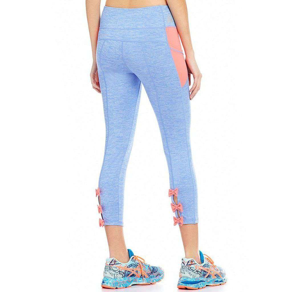 Bow Back Leggings in Periwinkle with Coral by Jadelynn Brooke - Country Club Prep