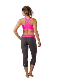 Bows to Toes Yoga Capris in Grey with Pink by Devon Maryn - Country Club Prep