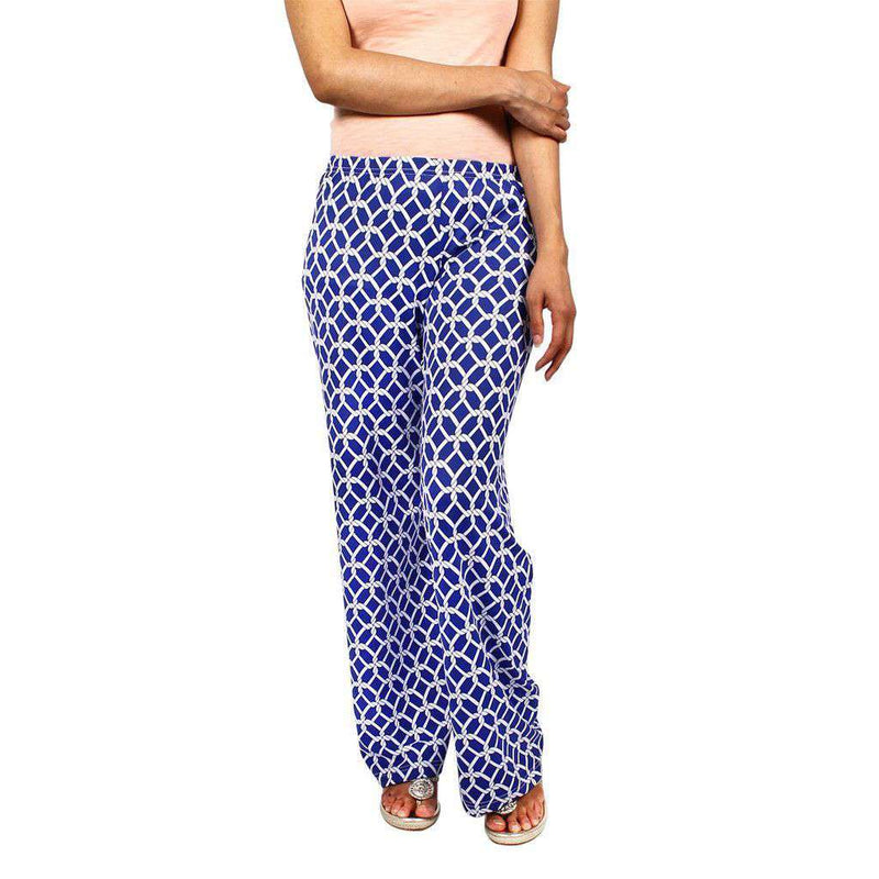Chain Print Palazzo Pants in Blue by Barbara Gerwit - Country Club Prep