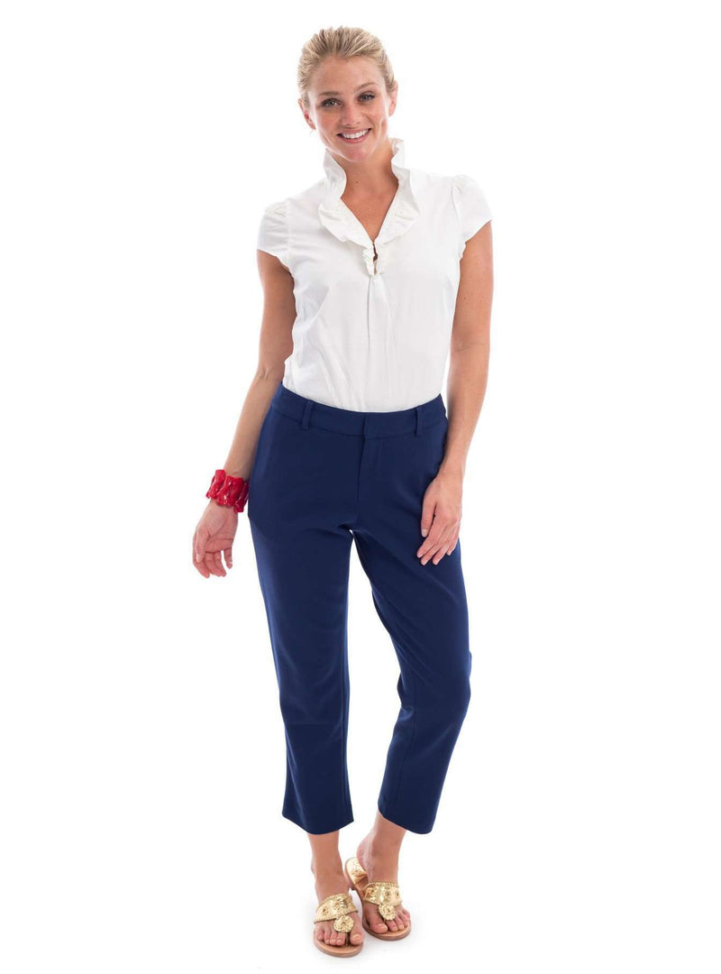 Lauren Cropped Pants in Navy by Elizabeth McKay - Country Club Prep