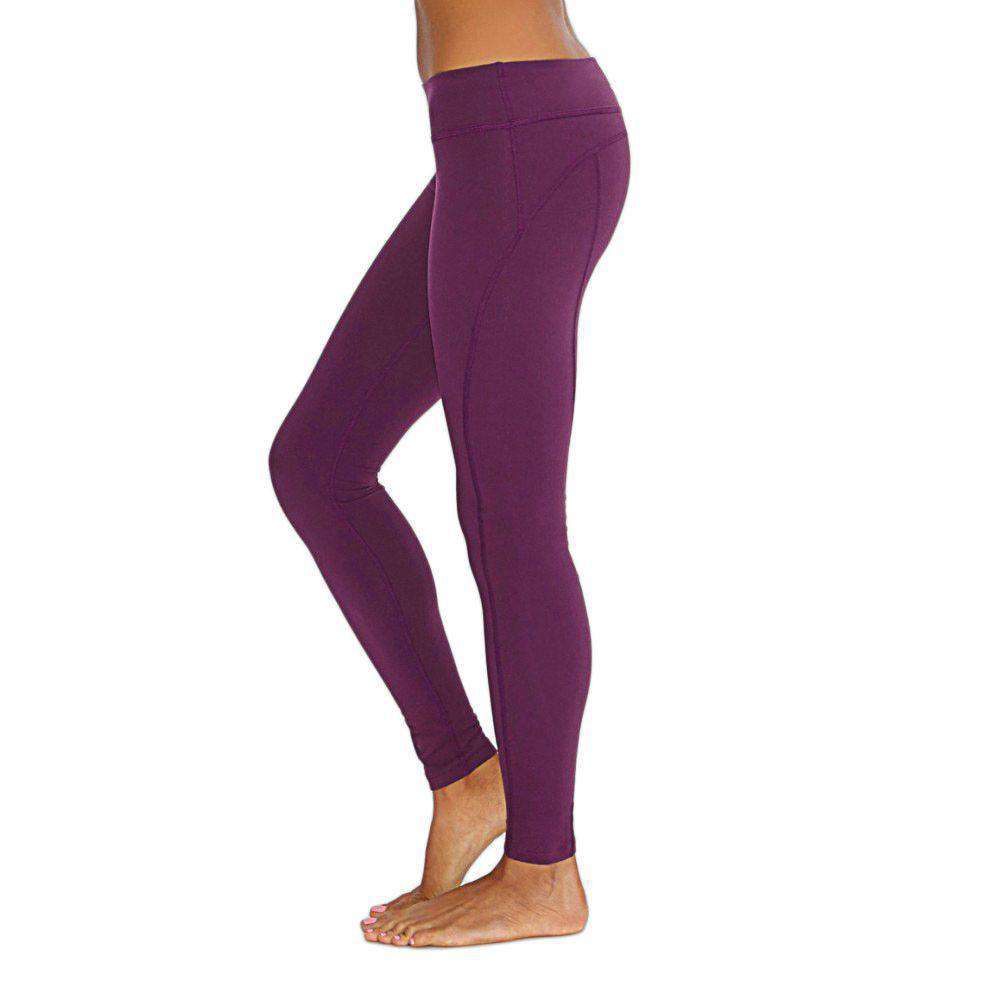 Beyond Yoga Side Panel Long Legging in Wild Plum Purple Country