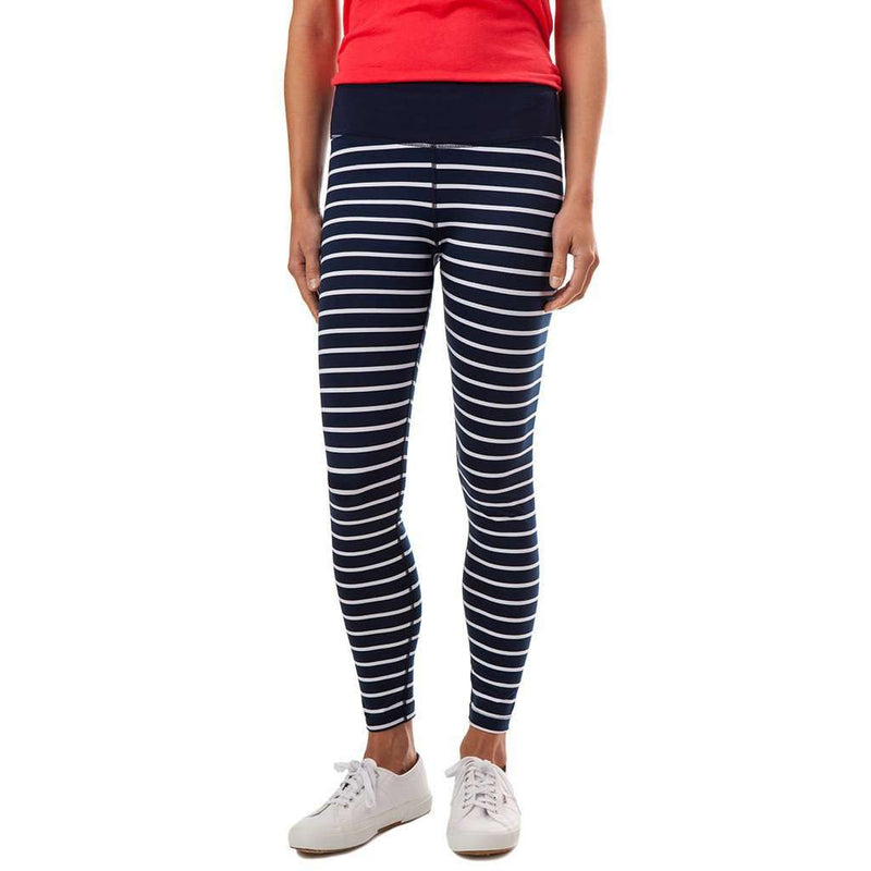 Stripe Performance Legging in Nautical Navy by Southern Tide - Country Club Prep