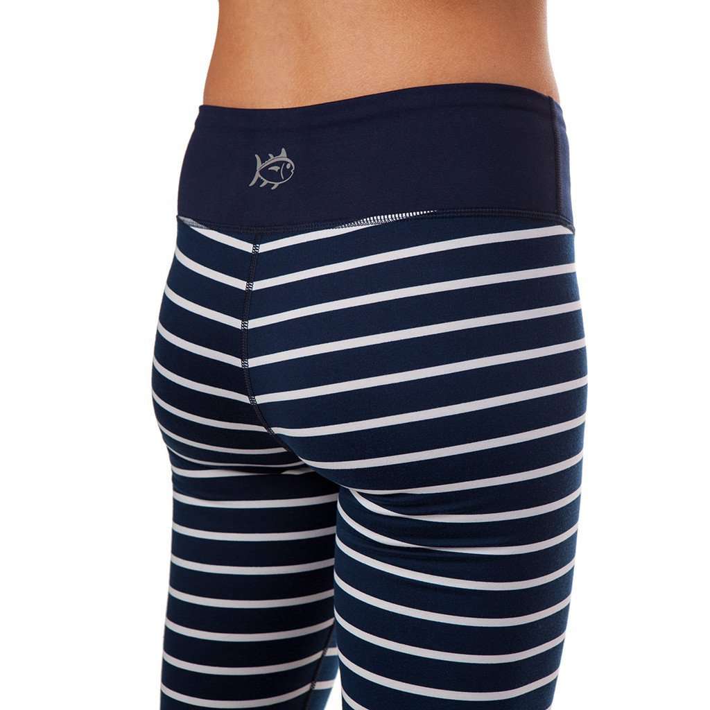Stripe Performance Legging in Nautical Navy by Southern Tide - Country Club Prep
