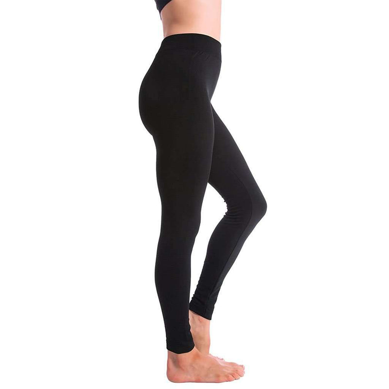 Ultra-Soft Seamless Fleece Lined Leggings in Black - Country Club Prep