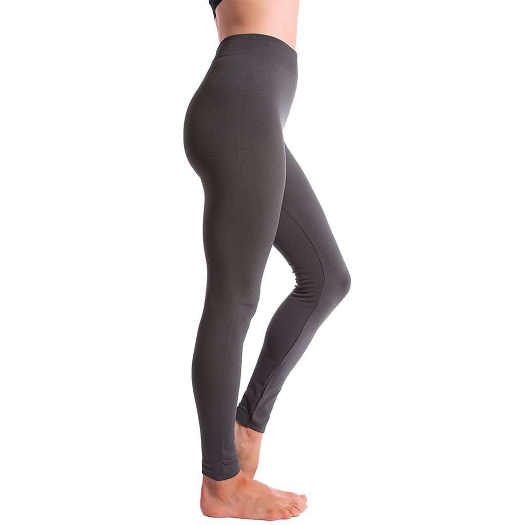 Ultra-Soft Seamless Fleece Lined Leggings in Charcoal Grey - Country Club Prep