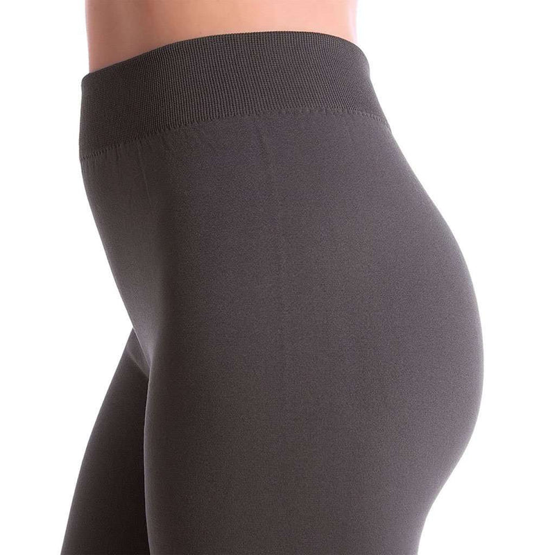 Ultra-Soft Seamless Fleece Lined Leggings in Charcoal Grey - Country Club Prep