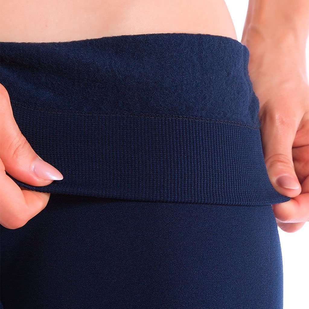 Ultra-Soft Seamless Fleece Lined Leggings in Navy - Country Club Prep