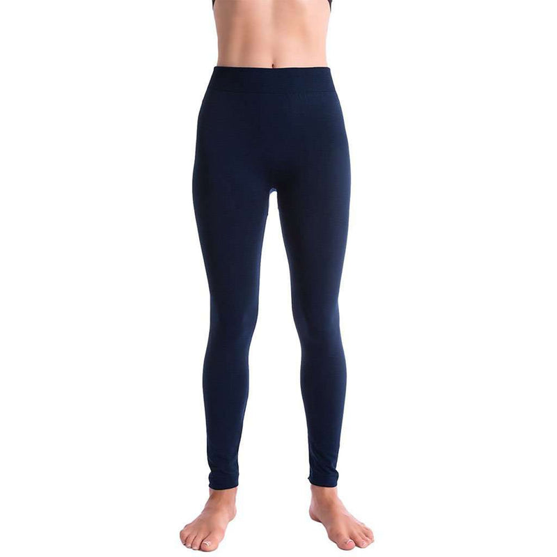 Ultra-Soft Seamless Fleece Lined Leggings in Navy - Country Club Prep