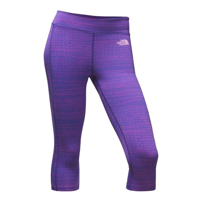 Women's Pulse Capri Tights in Amparo Blue Tribal Tracks by The North Face - Country Club Prep