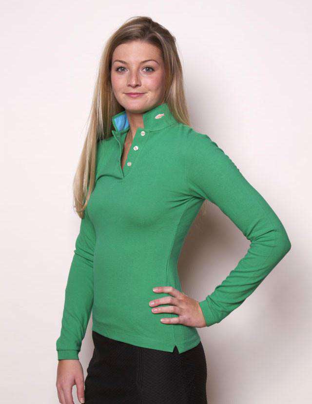 The Cove Collar Long Sleeve in Green by Salmon Cove - Country Club Prep