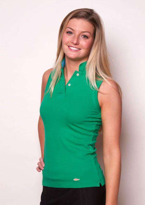 The Sleeveless Cove Collar in Green by Salmon Cove - Country Club Prep