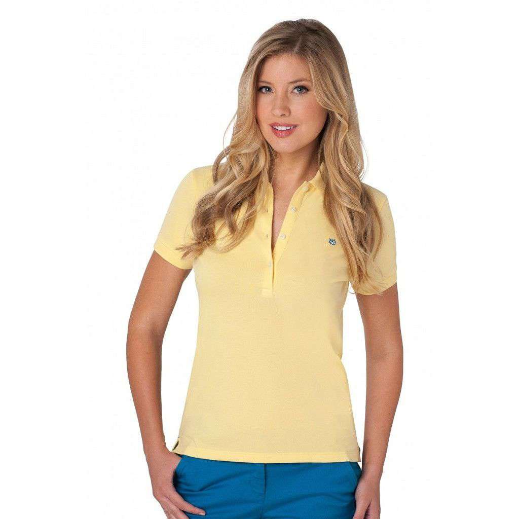 Women's 4 Button Polo in Pineapple by Southern Tide - Country Club Prep