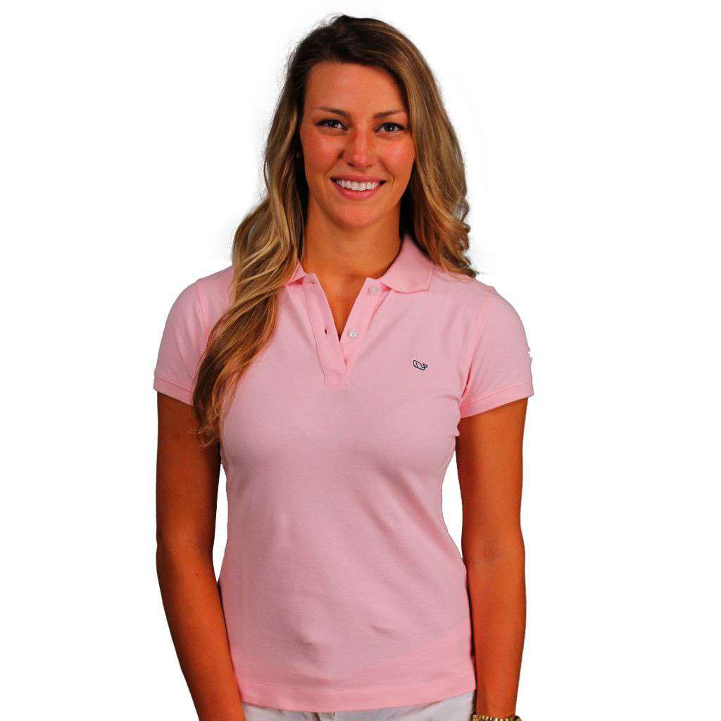 Women's Classic Polo in Flamingo Pink by Vineyard Vines, Featuring Longshanks the Fox - Country Club Prep