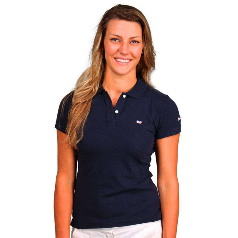 Women's Classic Polo in Navy by Vineyard Vines, Featuring Longshanks the Fox - Country Club Prep