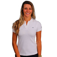 Women's Classic Polo in White by Vineyard Vines, Featuring Longshanks the Fox - Country Club Prep