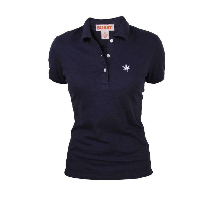 Women's Tipped Solid Pique Polo in Navy by Boast - Country Club Prep