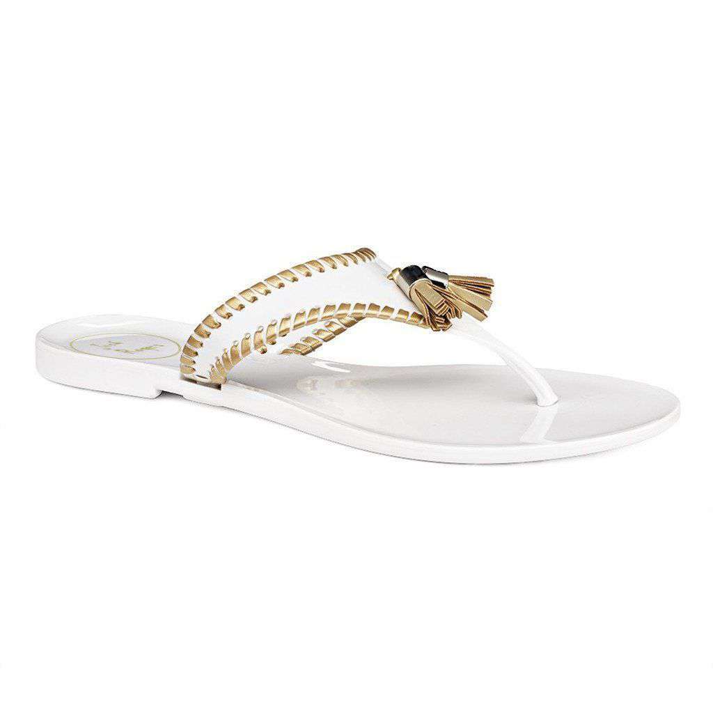 Alana Jelly Sandal in White and Gold by Jack Rogers - Country Club Prep