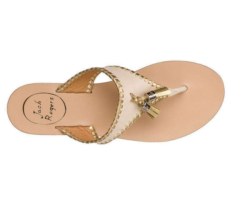 Jack Rogers Alana Sandal in Bone and Gold – Country Club Prep