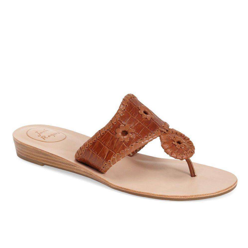 Cara Croco Sandal in Cognac by Jack Rogers - Country Club Prep