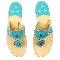 Exclusive Ostrich in Turquoise and Silver Jack Sandals by Jack Rogers - Country Club Prep