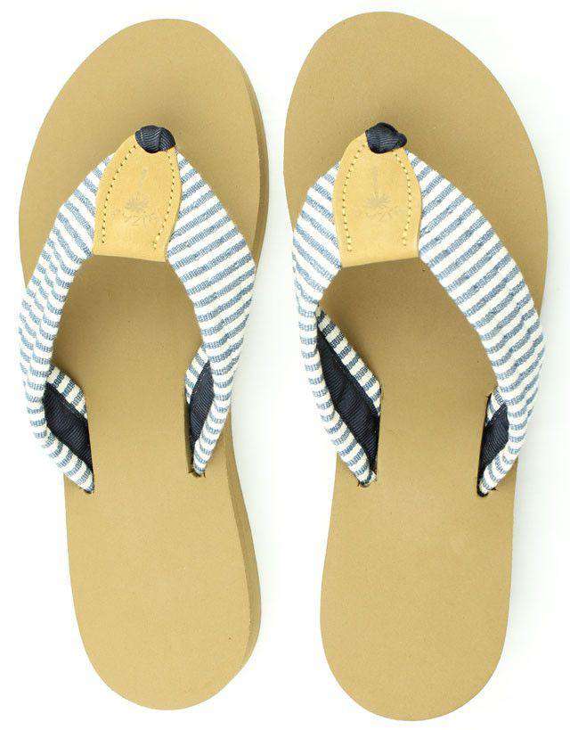 Fabric Sandal in Navy Stripes by Eliza B. - Country Club Prep