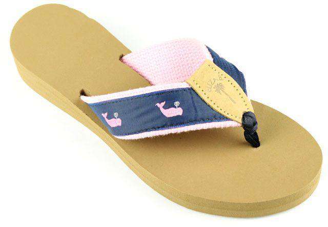 Fabric Sandal in Navy with Pink Whales by Eliza B. - Country Club Prep