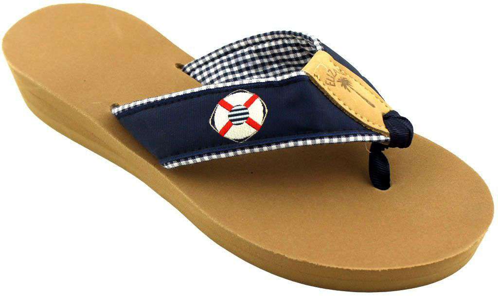 Fabric Sandal in Navy with White Life Ring by Eliza B. - Country Club Prep