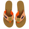 Fabric Sandal in Orange and White Gingham with Navy Embroidered Whale by Eliza B. - Country Club Prep