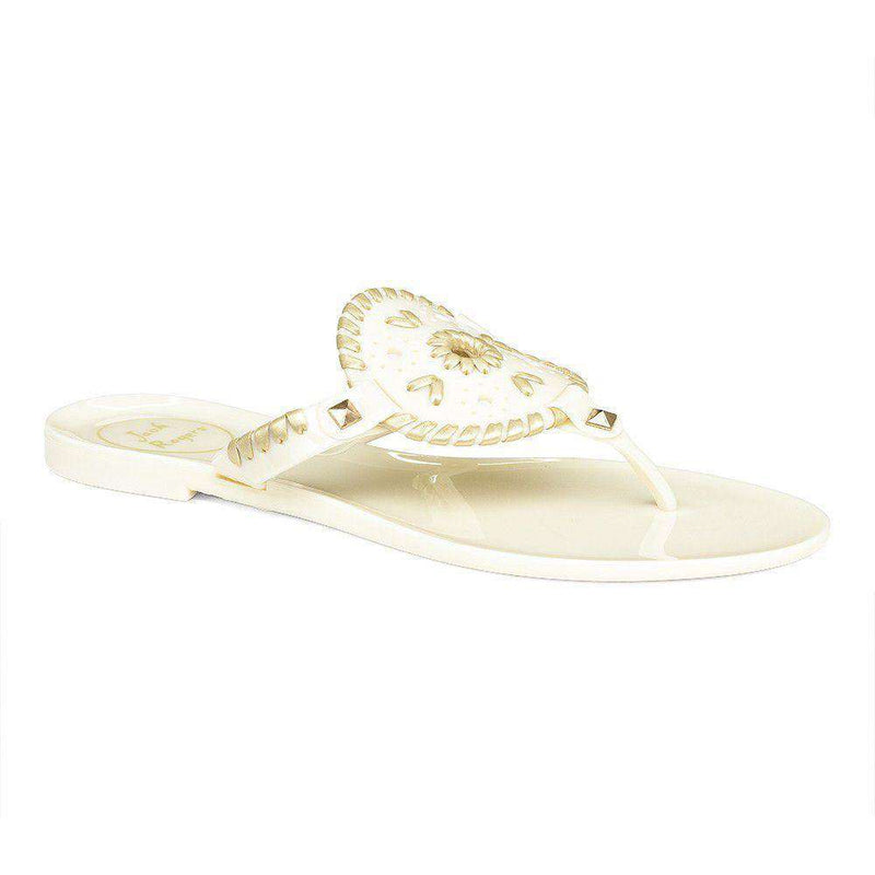 Georgica Jelly Sandal in Bone and Gold by Jack Rogers - Country Club Prep