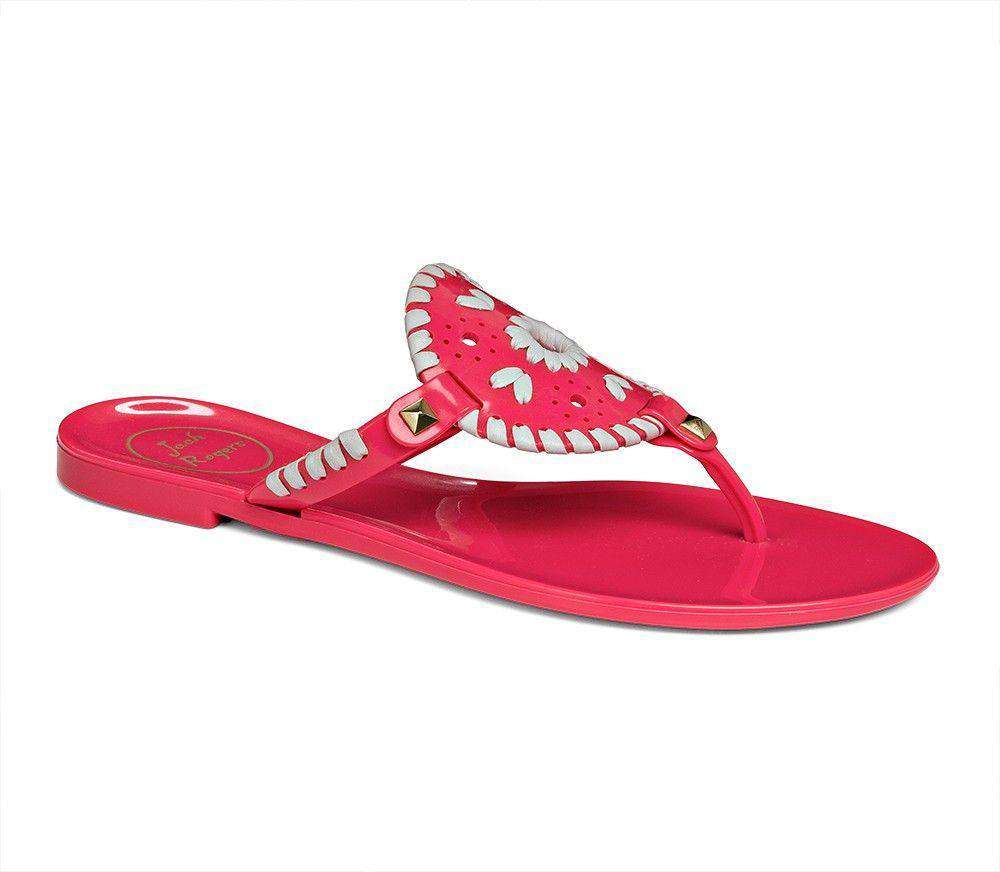 Georgica Jelly Sandal in Bright Pink and White by Jack Rogers - Country Club Prep