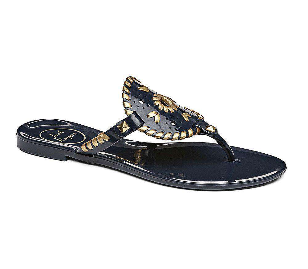 Georgica Jelly Sandal in Midnight Navy & Gold by Jack Rogers - Country Club Prep