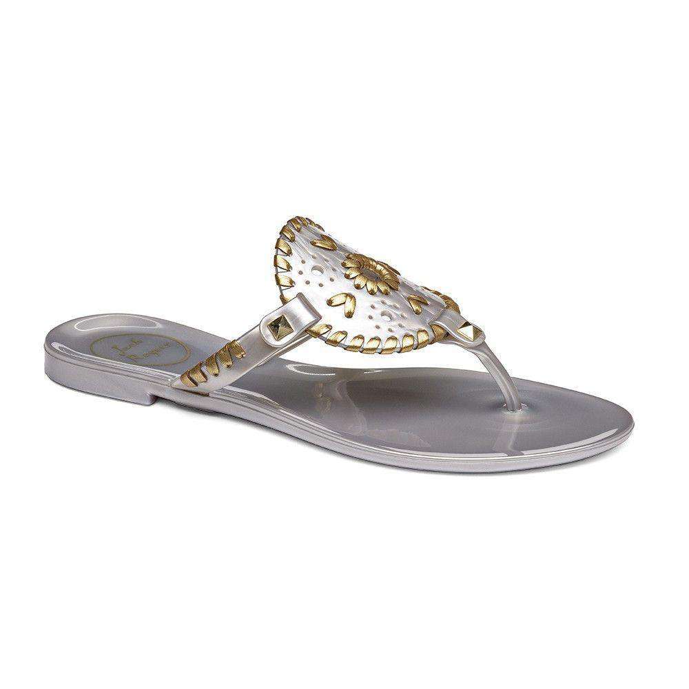 Georgica Jelly Sandal in Silver and Gold by Jack Rogers - Country Club Prep