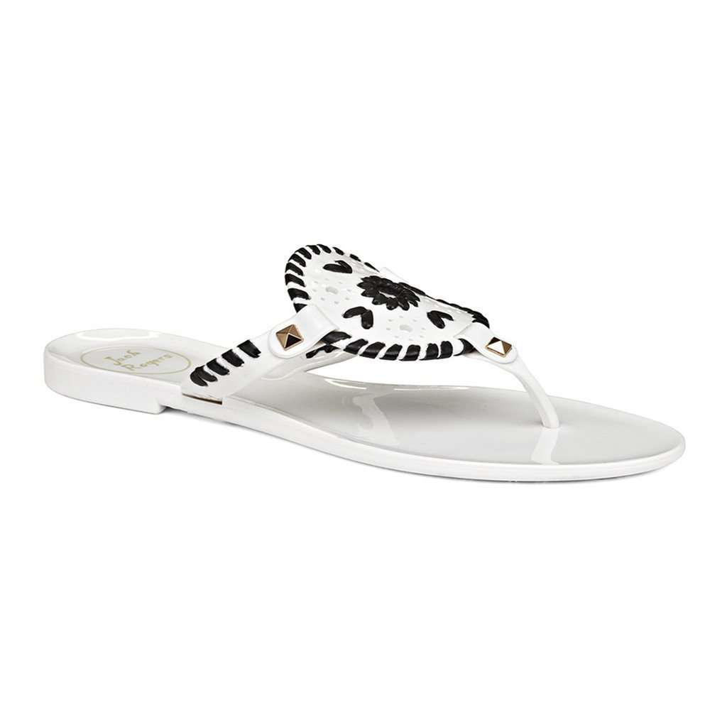 Georgica Jelly Sandal in White and Black by Jack Rogers - Country Club Prep