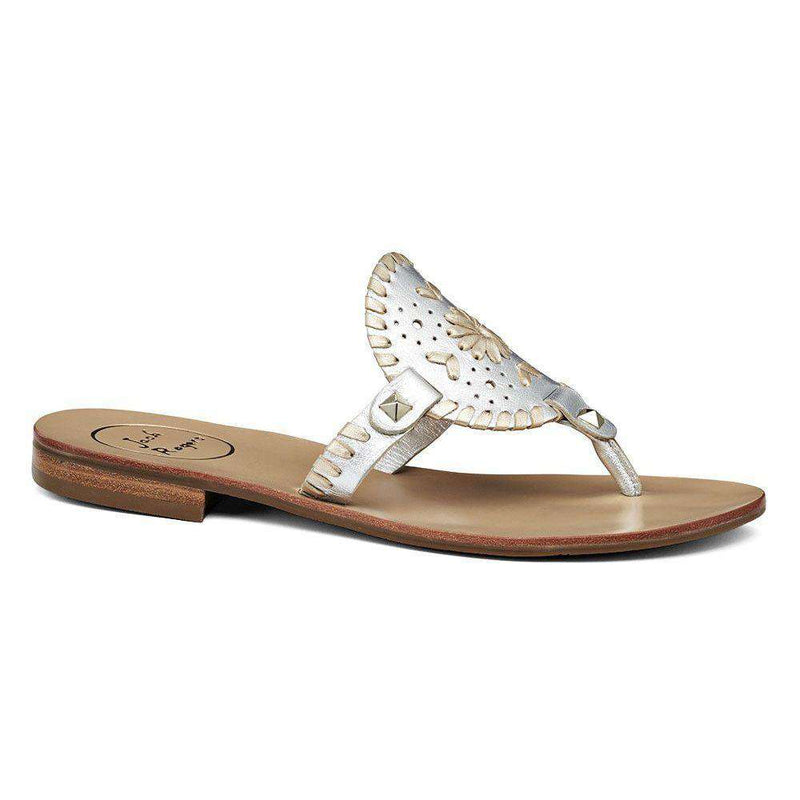 Georgica Sandal in Silver and Platinum by Jack Rogers - Country Club Prep