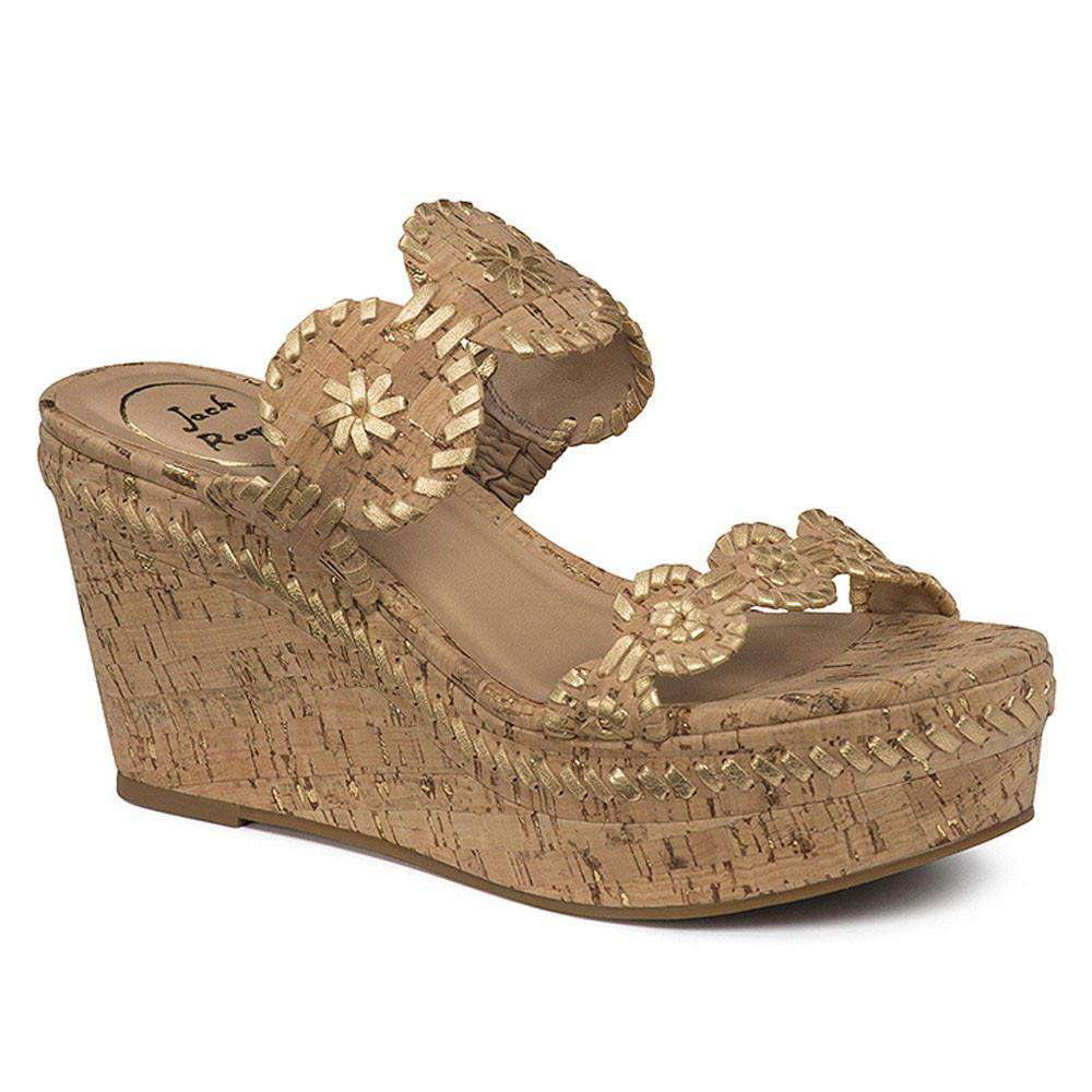 Leigh Wedge Sandal in Gold Fleck by Jack Rogers - Country Club Prep