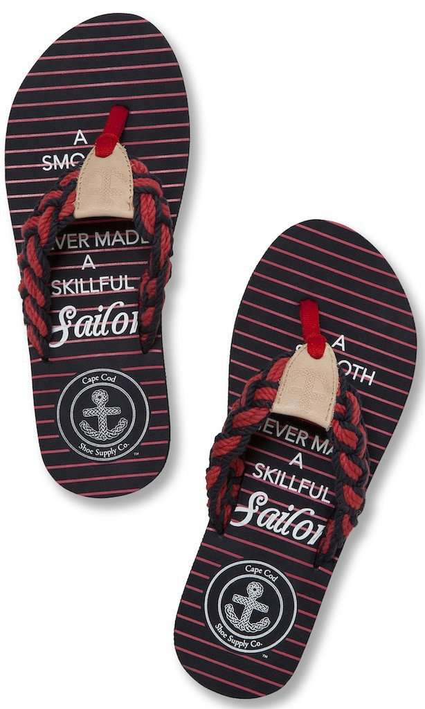 Mainsail Flip Flop in Sailor Quote by Cape Cod Shoe Supply Co. - Country Club Prep