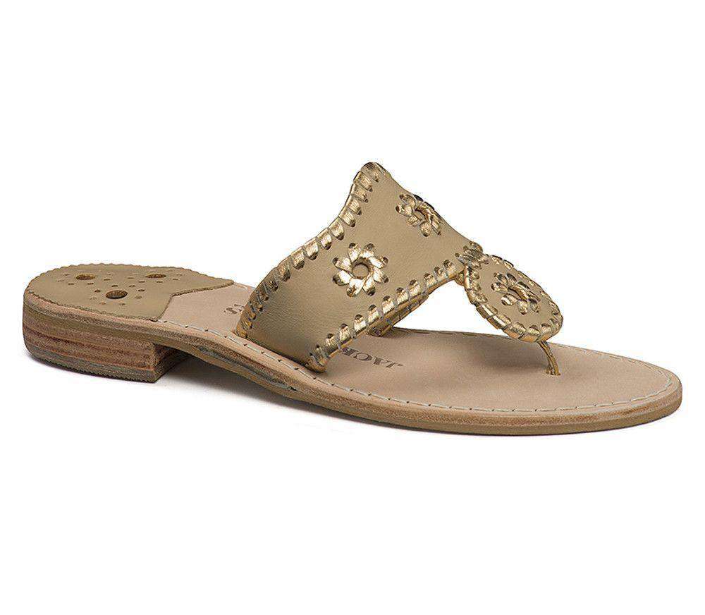 Nantucket Gold Sandal in Baby Camel & Gold by Jack Rogers - Country Club Prep