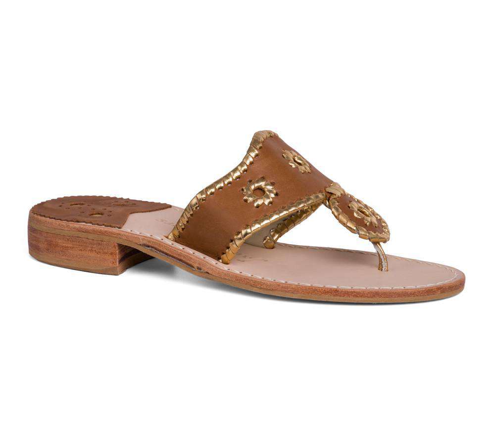 Nantucket Gold Sandal in Cognac and Gold by Jack Rogers - Country Club Prep