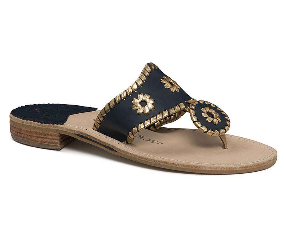 Nantucket Gold Sandal in Midnight and Gold by Jack Rogers - Country Club Prep