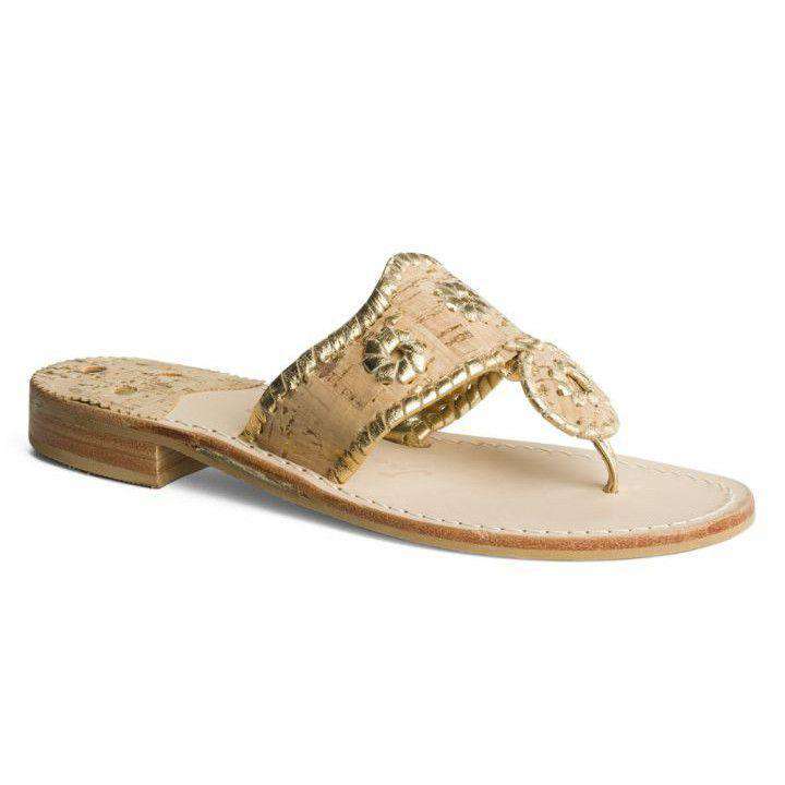 Napa Valley Jack Sandal in Cork and Gold by Jack Rogers - Country Club Prep